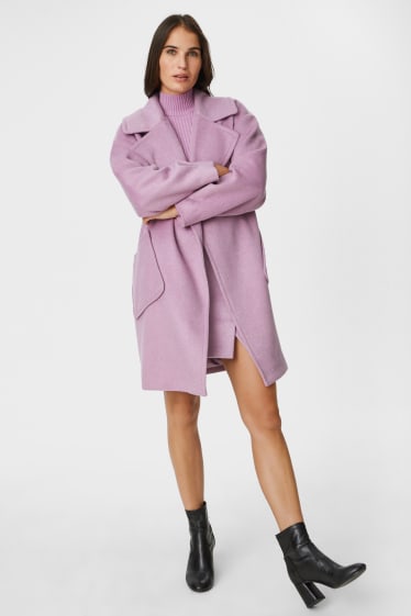 Women - Cocoon coat - light violet