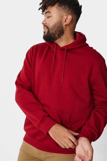 Hombre - Sudadera con capucha - rojo oscuro