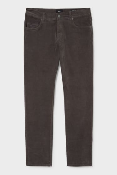 Hombre - Pantalón de pana - regular fit - gris oscuro