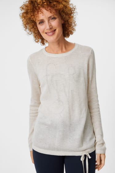 Kobiety - Sweter z cienkiej dzianiny - efekt połysku - beżowy-melanż