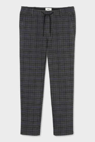 Pánské - Kalhoty chino - tapered fit - LYCRA® - kostkované - šedá-žíhaná