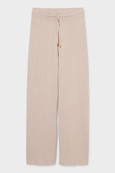 Donna - Pantaloni in maglia fine - relaxed fit - grigio-marrone