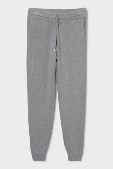 Donna - Pantaloni sportivi in maglia fine - grigio melange