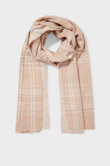 Women - Scarf - check - beige