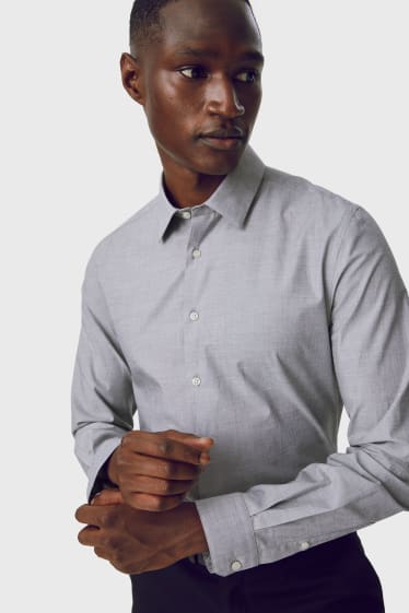 Heren - Business-overhemd - slim fit - Kent - gemakkelijk te strijken - lichtgrijs