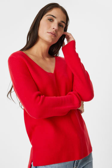 Damen - Basic-Pullover - rot