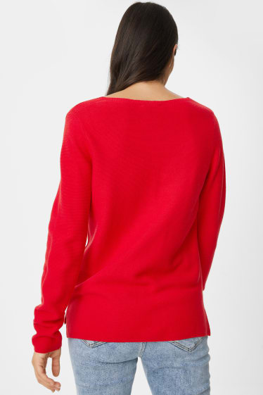 Damen - Basic-Pullover - rot