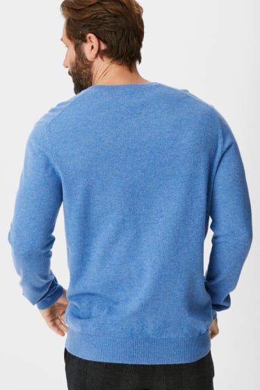 Mężczyźni - Sweter kaszmirowy - niebieski-melanż