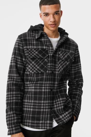 Ragazzi e giovani - CLOCKHOUSE - giacca a camicia in flanella - effetto 2 in 1 - quadretti - nero