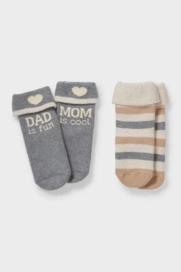 Bébés - Lot de 2 - chaussettes antidérapantes pour bébé - gris clair chiné
