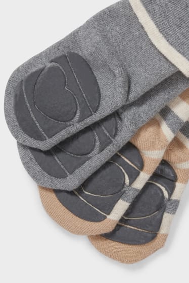 Bébés - Lot de 2 - chaussettes antidérapantes pour bébé - gris clair chiné