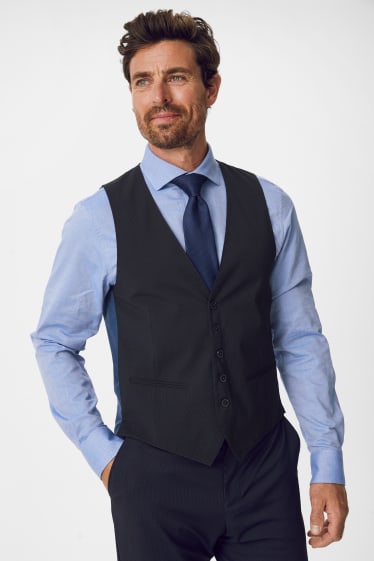 Hommes - Gilet de costume - slim fit - stretch - bleu foncé