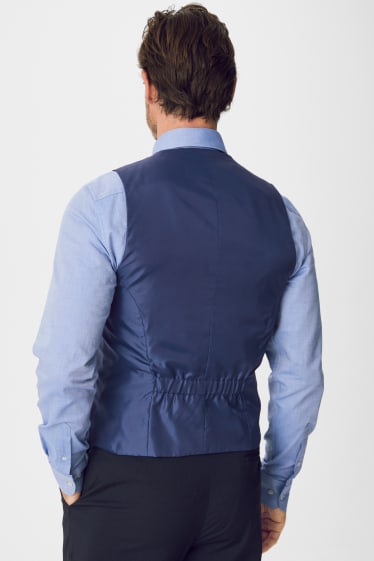 Pánské - Obleková vesta - slim fit - stretch - tmavomodrá