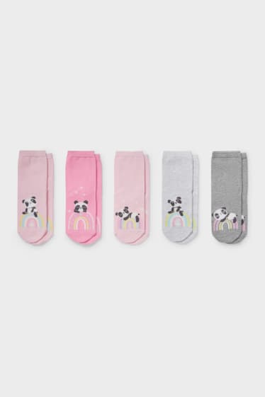 Kinder - Multipack 5er - Socken - grau / rosa