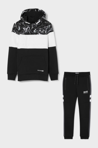 Enfants - Ensemble - sweat à capuche et pantalon de jogging - deux pièces - noir