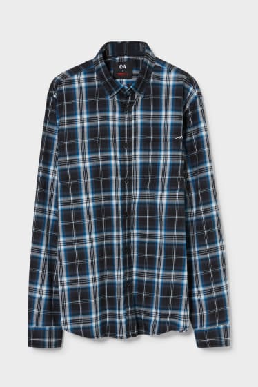 Men - Shirt - regular fit - button-down collar - THERMOLITE® - check - blue / black
