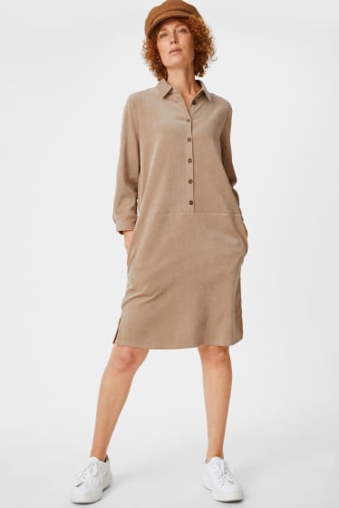 Women - Corduroy dress - beige