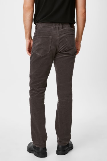 Hombre - Pantalón de pana - regular fit - gris oscuro
