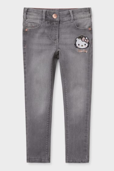 Dzieci - Hello Kitty - regular jeans - ciepłe dżinsy - efekt połysku - dżins-szary