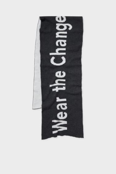 Dames - Fijngebreide sjaal, deels van kasjmier - zwart