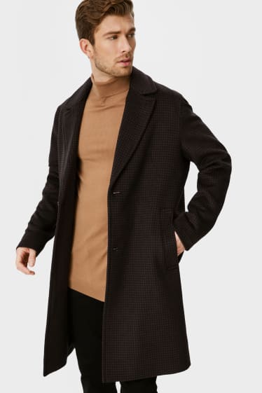 Men - Coat - check - dark brown