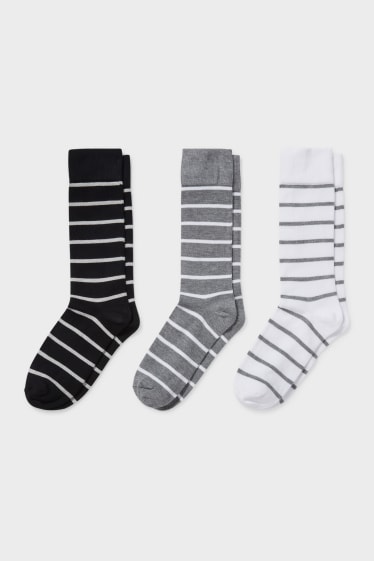 Women - Multipack of 3 - socks - striped - white / black
