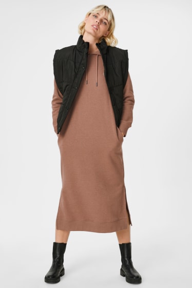 Mujer - Vestido de punto con capucha - marrón claro