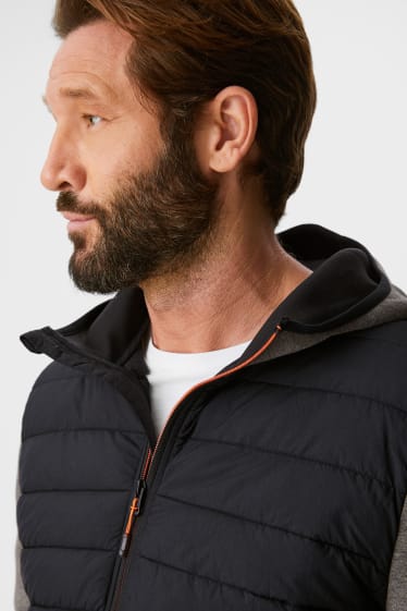 Men - Quilted jacket with hood - black