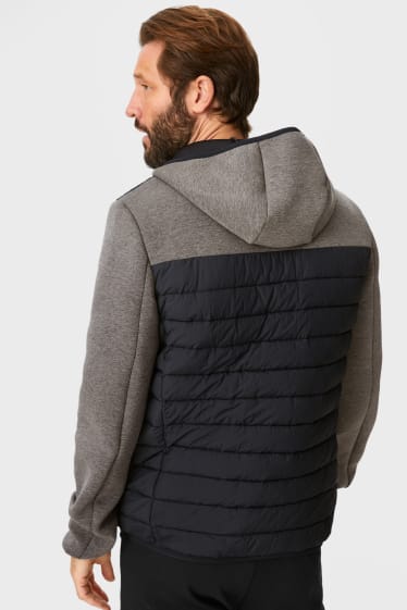 Men - Quilted jacket with hood - black