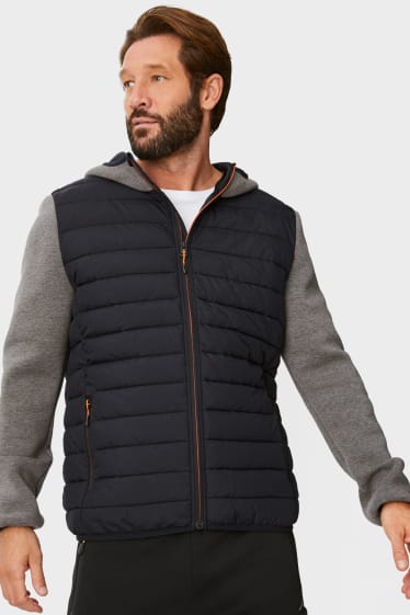 Men - Quilted jacket with hood - black