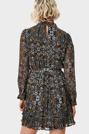 Women - Fit & flare dress - floral - black