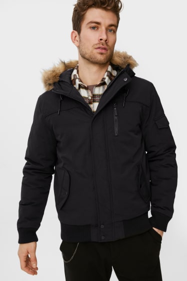 Men - CLOCKHOUSE - bomber jacket with hood - black