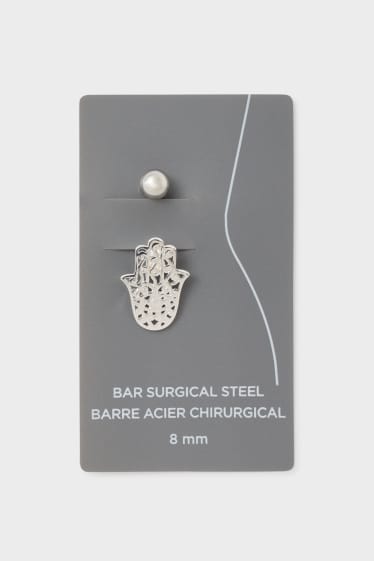 Femei - SIX - piercing buric - placat cu argint - 8 mm - argintiu