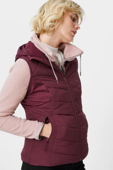 Women - Quilted gilet with hood - THERMOLITE® - purple