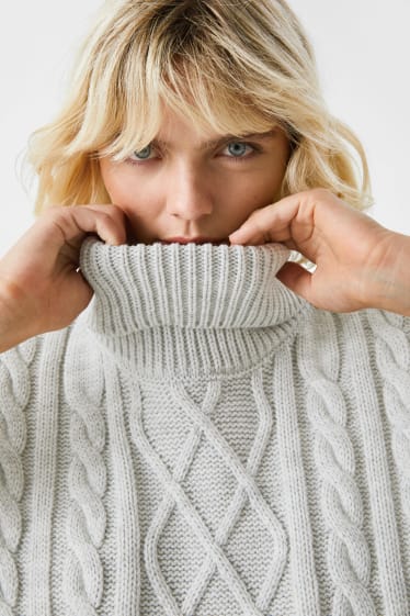Women - Knitted slipover - light gray-melange