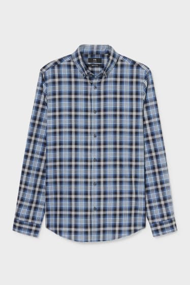 Men - Business shirt - slim fit - button-down collar - blue / dark blue