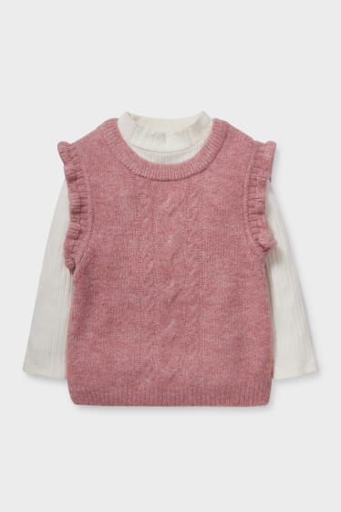 Niños - Set - camiseta de manga larga y chaleco - 2 piezas - rosa
