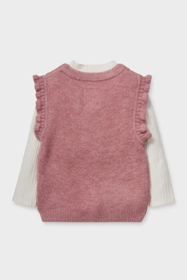 Niños - Set - camiseta de manga larga y chaleco - 2 piezas - rosa