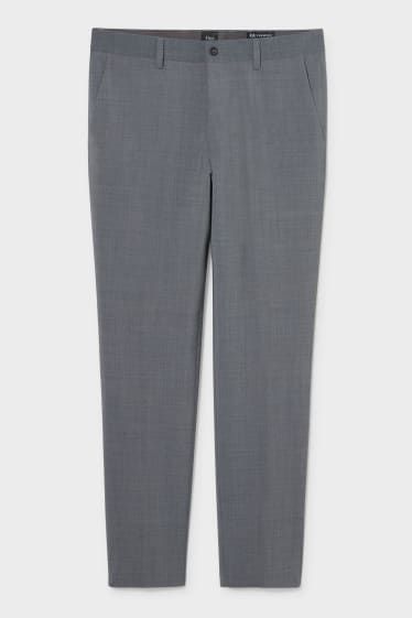 Pánské - Oblekové kalhoty - regular fit - flex - směs střižné vlny - LYCRA® - šedá-žíhaná