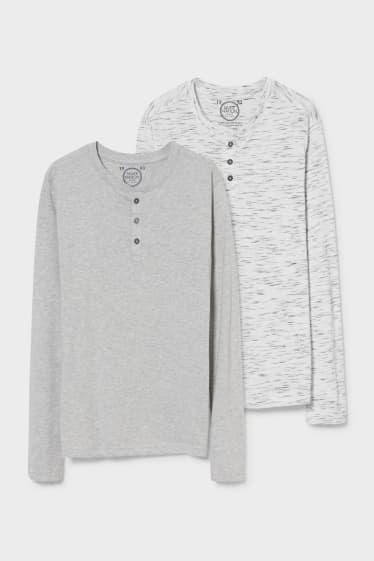 Niños - Pack de 2 - camisetas de manga larga - gris claro jaspeado