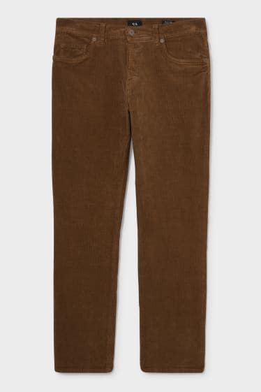 Hommes - Pantalon de velours - regular fit - marron foncé