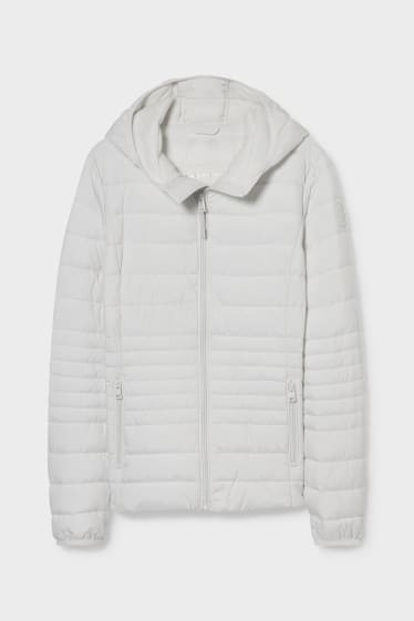 Women - Quilted jacket with hood  - white