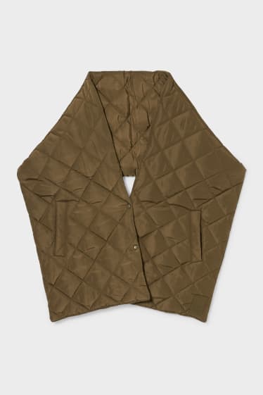 Damen - Steppschal mit Taschen - grün