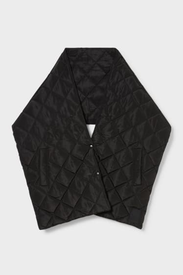 Women - Quilted scarf with pockets  - black