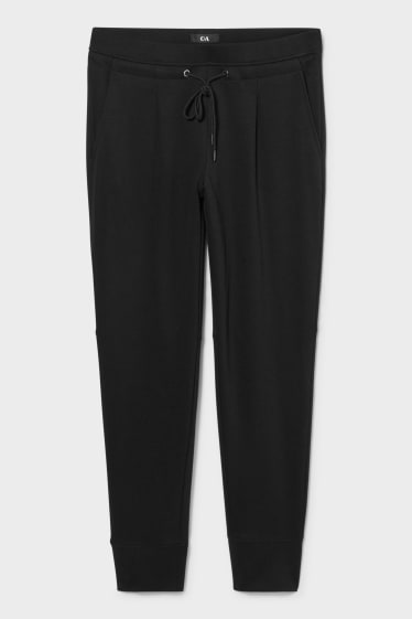 Women - Jersey trousers - tapered fit - black