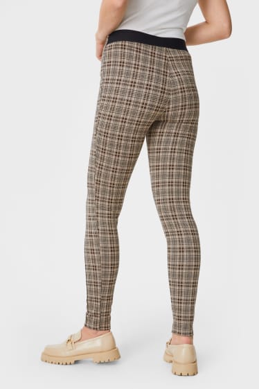 Women - Leggings - check - gray-brown