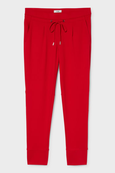 Dames - Jersey broek - tapered fit - rood