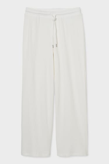 Femmes - Pantalon en jersey - palazzo - blanc