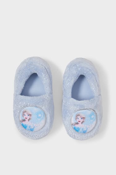 Kinderen - Frozen - pantoffels van imitatiebont - glanseffect - lichtblauw