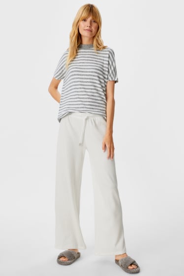 Women - Jersey trousers - palazzo - white